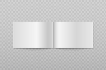Obraz premium Blank open horizontal brochure. White booklet or magazine pages 3d vector isolated mockup. Page sheet booklet, leaflet catalog, notepad and journal illustration