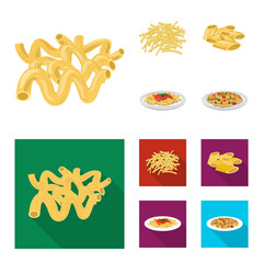 Isolated object of pasta and carbohydrate icon. Collection of pasta and macaroni stock symbol for web.