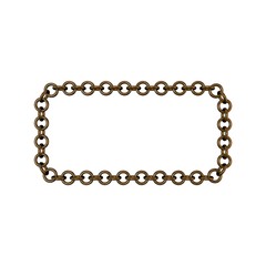Bronze chain. Isolated on white background. Rectangle frame.