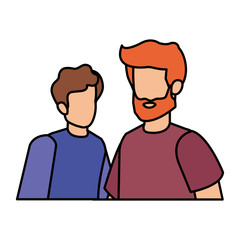 young and casual couple men characters