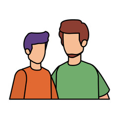 young and casual couple men characters