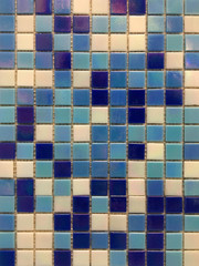 Blue glass mosaic in the bathroom