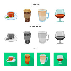 Vector design of drink and bar sign. Set of drink and party vector icon for stock.
