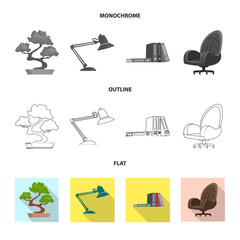 Vector design of furniture and work logo. Set of furniture and home stock vector illustration.