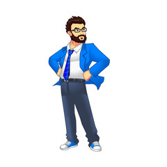 Proud leader businessman standing with hands on hips