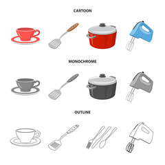 Vector illustration of kitchen and cook icon. Collection of kitchen and appliance vector icon for stock.