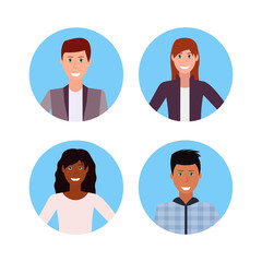 set business people face avatar collection happy mix race woman man office workers male female cartoon character portrait isolated