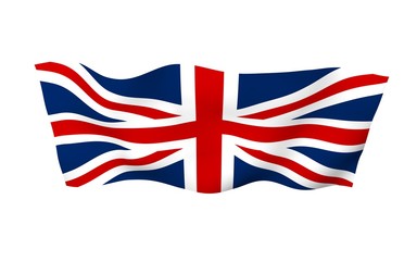 Waving flag of the Great Britain. British flag. United Kingdom of Great Britain and Northern Ireland. State symbol of the UK. 3D illustration