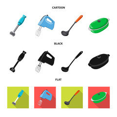 Isolated object of kitchen and cook logo. Set of kitchen and appliance stock vector illustration.