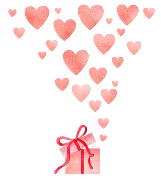 Happy Valentines day watercolor vector illustration.
