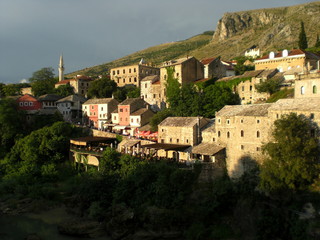 The old town of Mostar on the last sunny rays