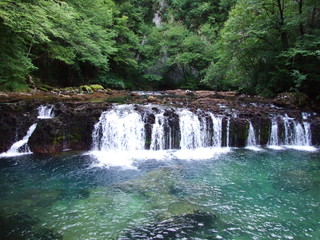 Cascade under the source at the River Una in Lika region