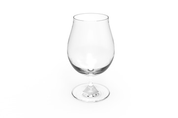 Empty beer glass on white background. 3D render