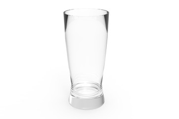 Empty beer glass on white background. 3D render