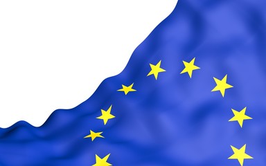 Slightly waving flag of the European Union isolated on white background, 3D rendering. Symbol of Europe. 3D illustration