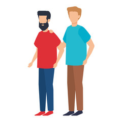 young and casual couple men characters