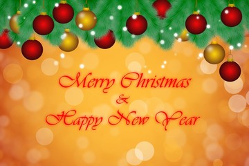 Christmas theme with red and golden ornaments.