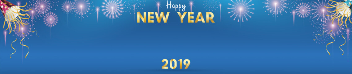 2019 Happy New Year Background for Seasonal Flyers and Greetings Card or invitations background with fireworks. simple modern and stylized vector