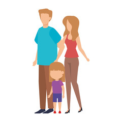 parents couple with daughter characters