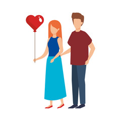 couple lovers with balloon helium