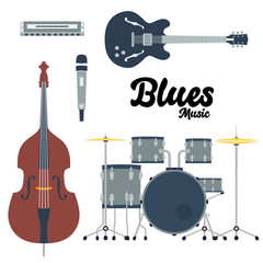 Naklejka premium Swing Ska Electronic Latin Blues Jazz Country Reggae Rock Blues Music Vector