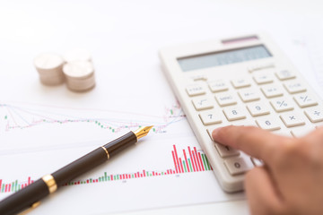 Background Pen, K-Line Diagram, Mobile Phone, Calculator