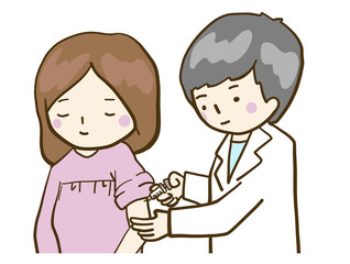 上半身　予防接種　注射　患者　医師