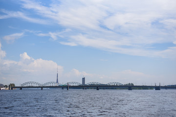 Fototapeta premium Riga, bridge, view from the water