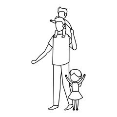 father with son and daughter characters