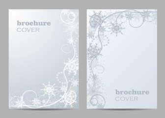Brochure template layout design. Beautiful winter pattern on blue background