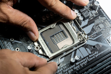 year 2018 Central processing unit (CPU) x64 hexa-core processor with hyper-threading, isolated on...