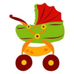 Colorful big baby stroller with a cradle