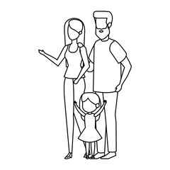 parents couple with daughter characters