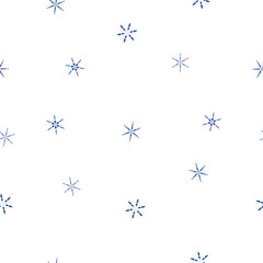 Seamless pattern blue snowflakes on white, vector eps 10