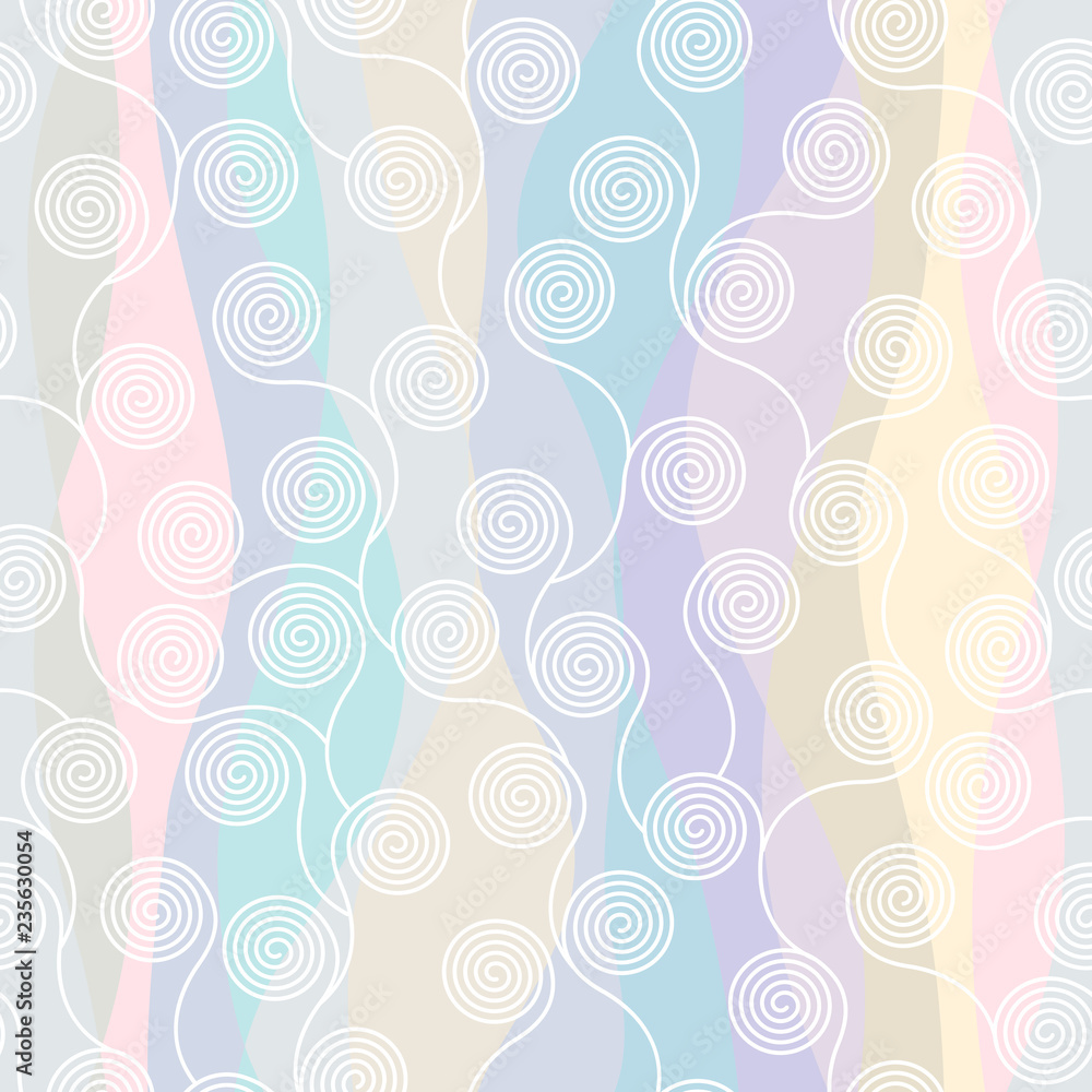 Poster Curly waves pattern in Art Nouveau style.