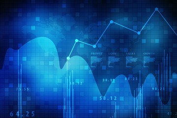 2d rendering Stock market online business concept. business Graph 