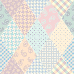 Patchwork textile pattern. Seamless quilting design background.