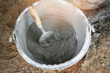 trowel used for work construction stir until mixed cement concrete