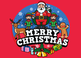 santa claus and friends greeting christmas