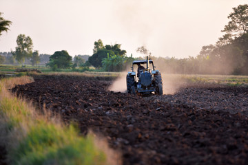 Field tractors are prepared because of growing agricultural crops in Asia. © somchai20162516