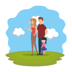 parents couple with daughter in the park