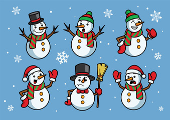 snowman cartoon set