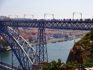 Vila Nova de Gaia, Porto, Portugal, August 2016:  View of the Dom-Luís Bridge    