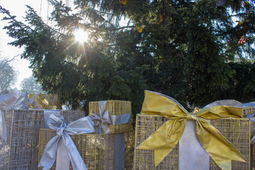 gifts under the Christmas tree on the square,Under the Christmas tree on the square are great gifts