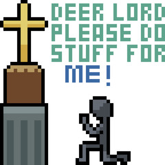 vector pixel art pray to god