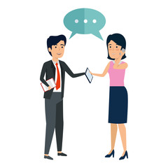 Obraz premium business couple talking with smartphone