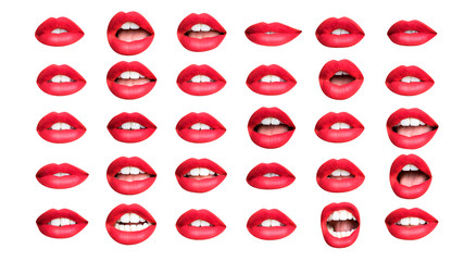 Fototapeta premium collection of red lips
