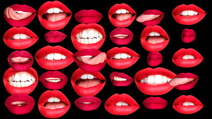 beautiful cutout lips in different colours