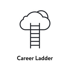 Career Ladder Cloud Goal Climbing Flat Line Stroke Icon Pictogram