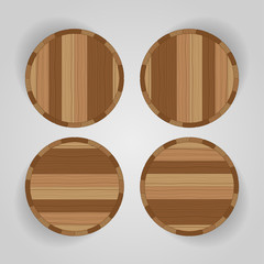 Brown Wooden barrel for whiskey, wine, beer on grey background. The view from the top. Vector illustration.